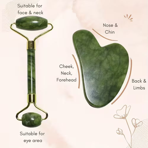 2pcs Face Massager Jade Roller Scraper Is Used For